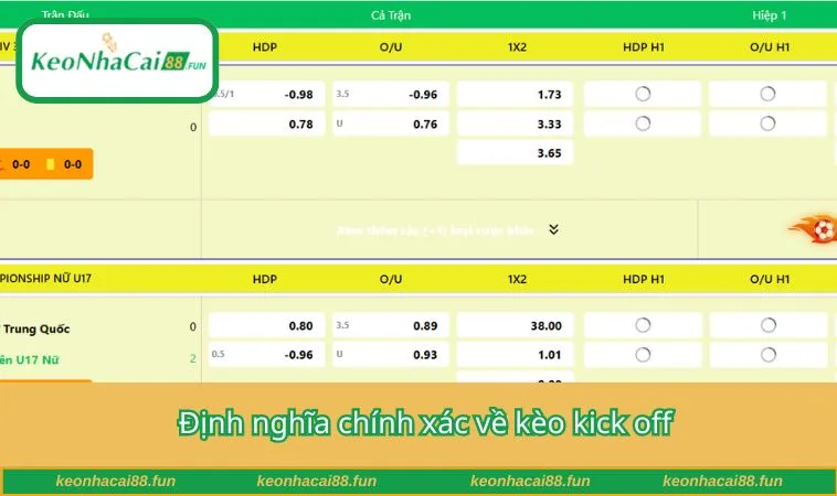 Định nghĩa chính xác về kèo kick off