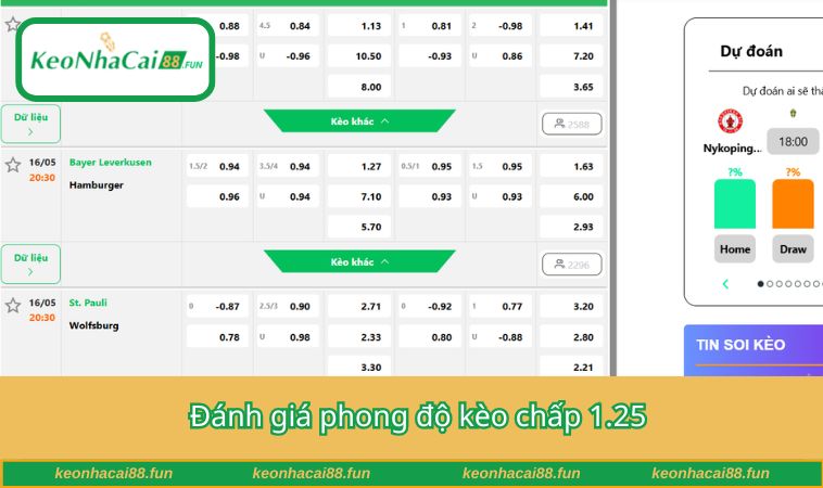Đánh giá phong độ kèo chấp 1.25