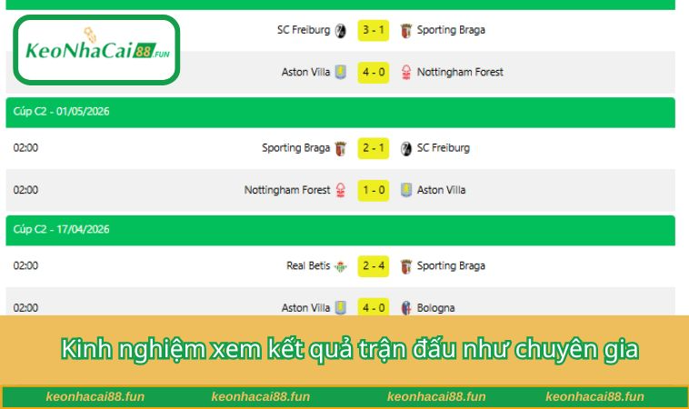 Kinh nghiệm xem kết quả trận đấu như chuyên gia