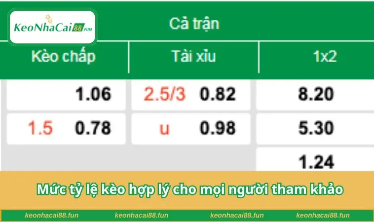 Mức tỷ lệ kèo hợp lý cho mọi người tham khảo
